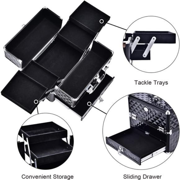 Makeup Train Cases Professional Travel Makeup CosmeticCase Organizer PortableBox - Picture 3 of 6